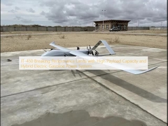 JT-450 quebrando limites de desempenho com alta capacidade de carga útil e sistema híbrido de energia elétrica e gasolina